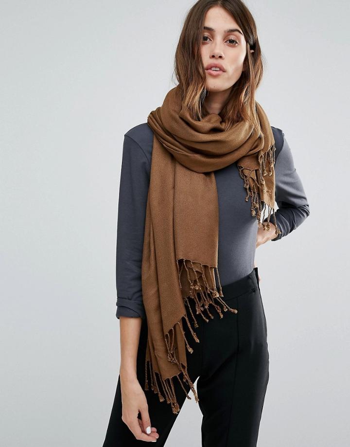 Vero Moda Long Tassel Scarf - Brown