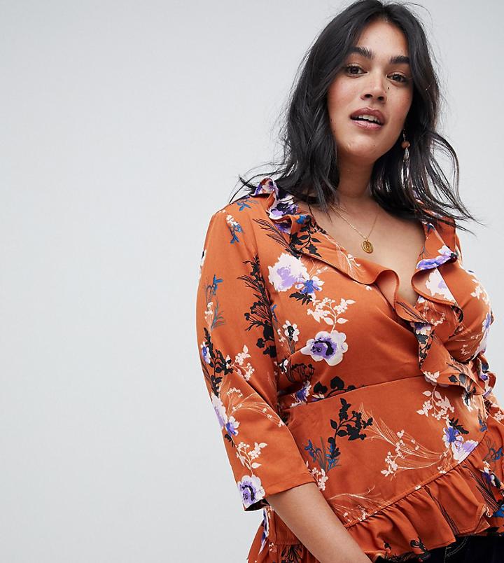 Junarose Floral Wrap Blouse - Multi