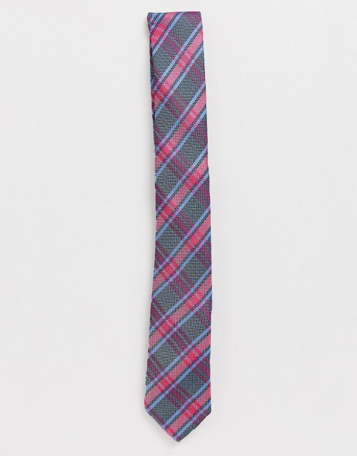 Harry Brown Checked Tie-blue