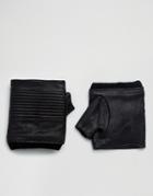 Asos Leather Gloves Fingerless In Black - Black