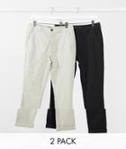Asos Design 2 Pack Super Skinny Chinos In Black & Beige Save-multi