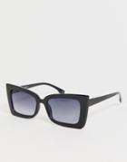 Asos Design Square Cat Eye Sunglasses In Black