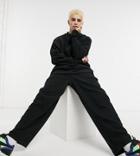 Collusion Wide Leg Sweatpants In Ribbed Fabric In Black - Part Of A Set