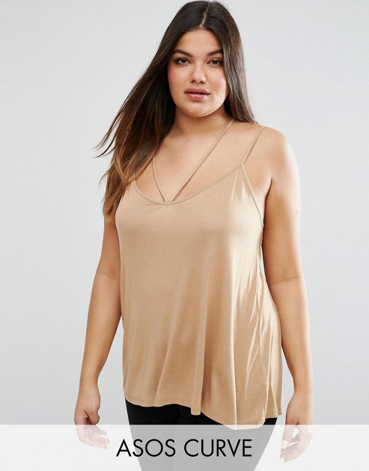 Asos Curve The Ultimate Cami With Caging - Brown