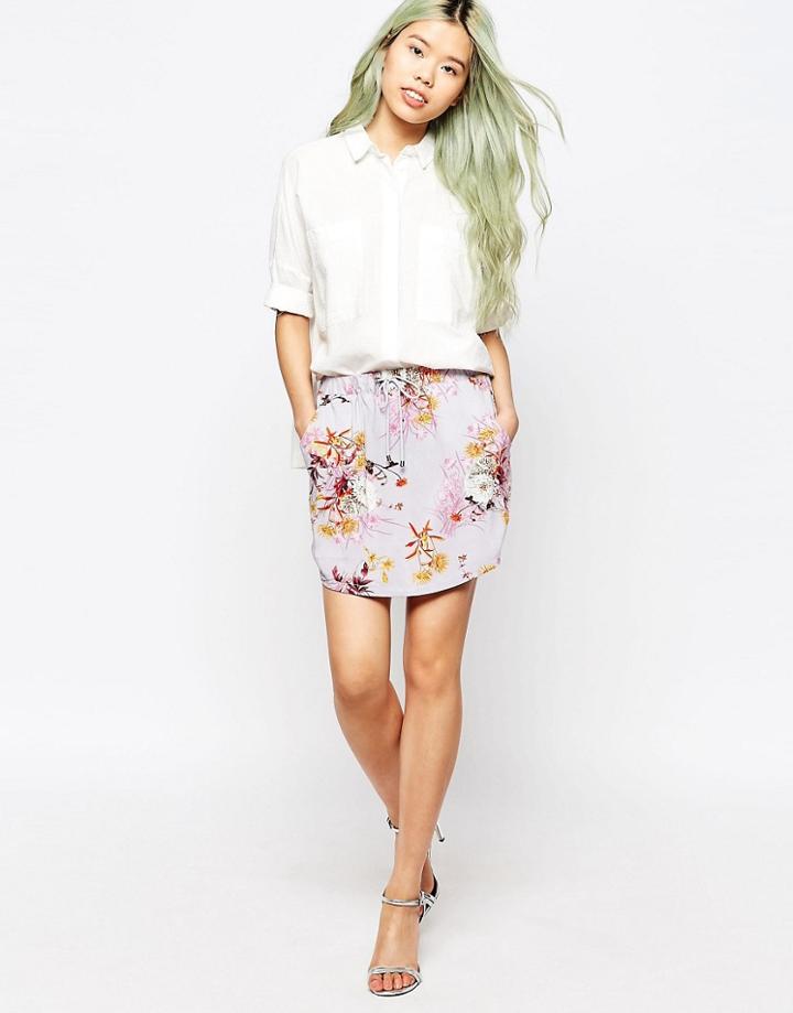 Vero Moda Easy Printed A-line Skirt - White Asparagus
