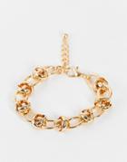 Asos Design Chain Bracelet With Interlocking Links In Gold Tone