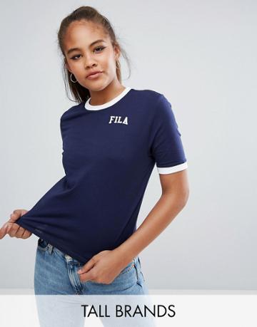 Fila Tall Logo T-shirt With Contrast Detail - Navy