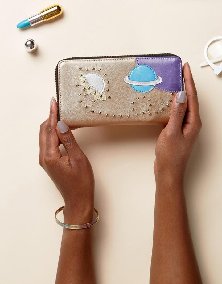 Asos Cosmic Embellished Zip Around Purse - Multi