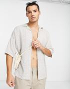 Pull & Bear Geometric Jacquard Shirt In Beige-neutral