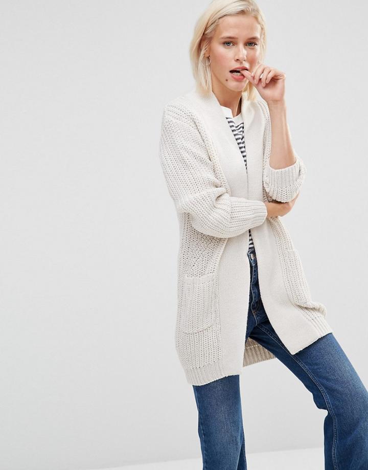 Brave Soul Ribbed Cardigan - Cream