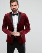 Gianni Feraud Premium Velvet Blazer With Satin Collar - Red