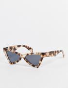 South Beach 90s Cat Eye Sunglasses In Gray Tortoiseshell Resin