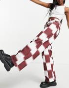 Topshop Low-slung Organic Cotton Jean In Checkerboard Print-multi