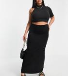 Asos Design Curve Maxi Pencil Skirt In Black