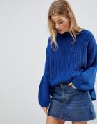 Bershka Cobalt Knitted Sweater - Blue
