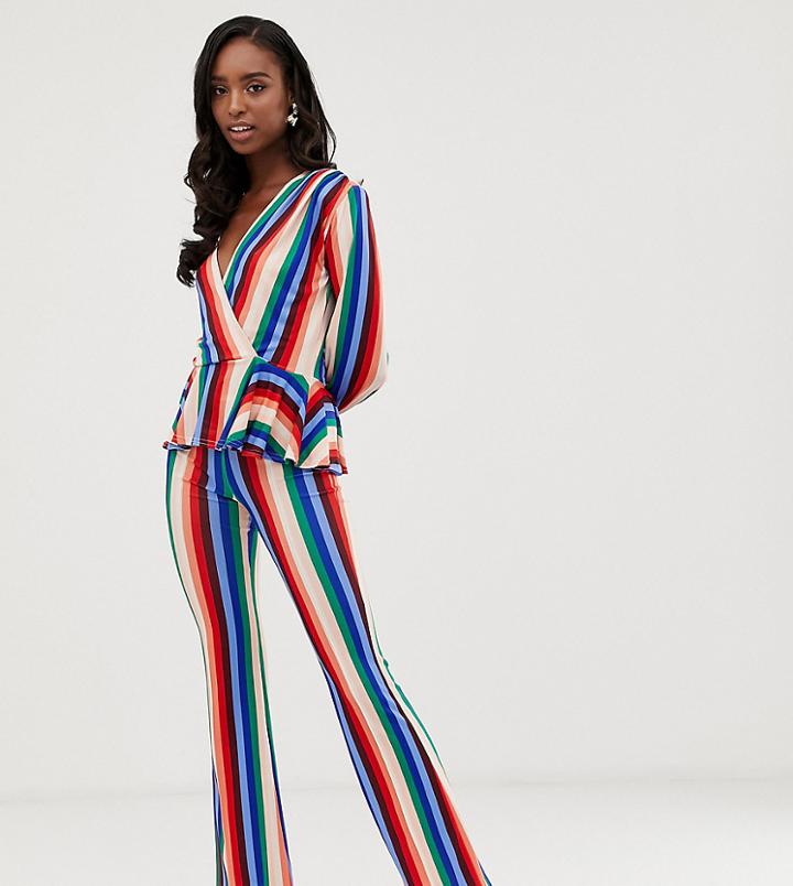 John Zack Tall Wide Leg Pants In Multi Stripe - Multi