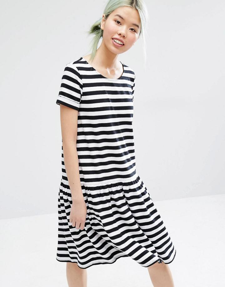 Monki Stripe Drop Hem Dress - Stripe