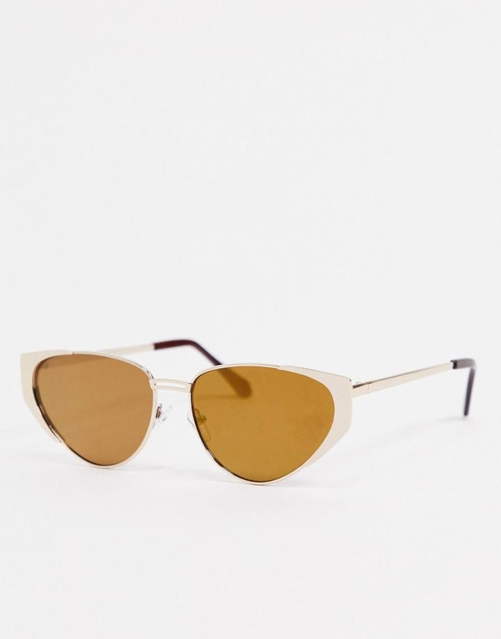 Aj Morgan Oval Sunglasses In Gold