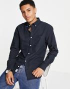 Only & Sons Oxford Shirt With Button Down Collar In Navy