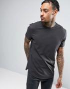 Asos Super Longline T-shirt In Gray With Curved Hem In Gray - Gray
