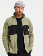 Parlez Amel Zip Through Fleece In Khaki-green