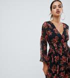 Missguided Exclusive Chiffon Skater Dress In Floral - Red