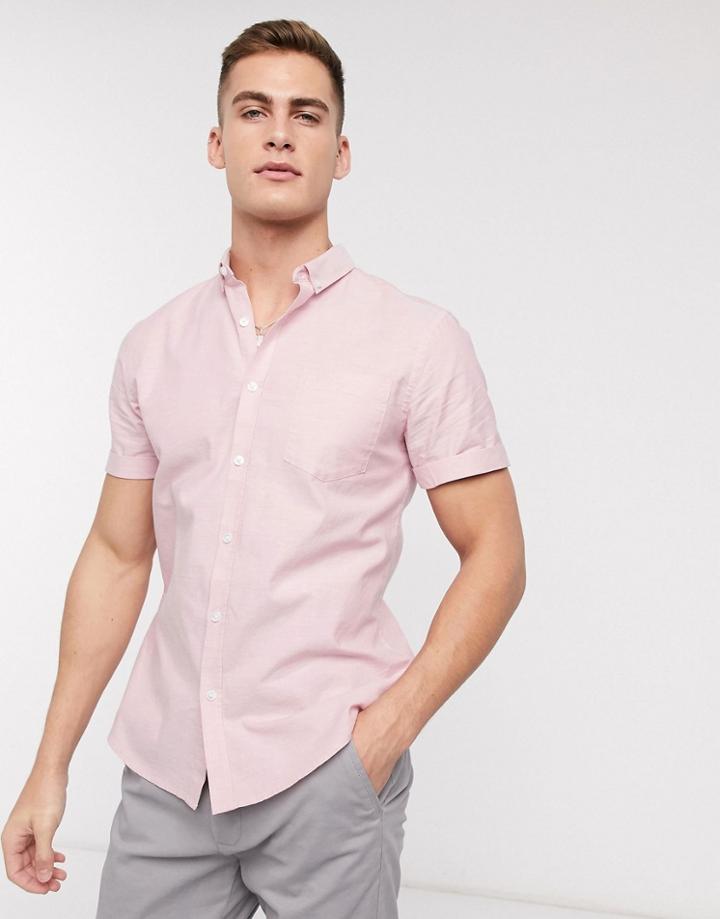 New Look Short Sleeve Organic Cotton Oxford Shirt In Red