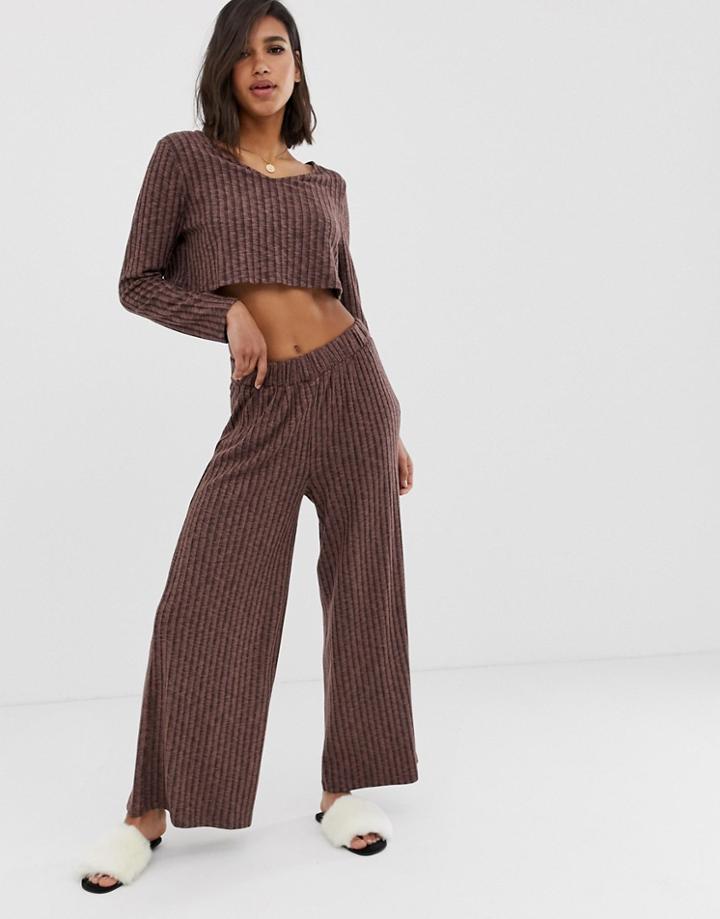 Asos Design Mix & Match Lounge Wide Leg Pants-brown