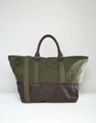 Asos Carryall In Canvas With Contrast Trim - Green
