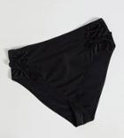 Wolf & Whistle Curve Exclusive High Waist Bikini Bottom With Lace Up Detail In Black