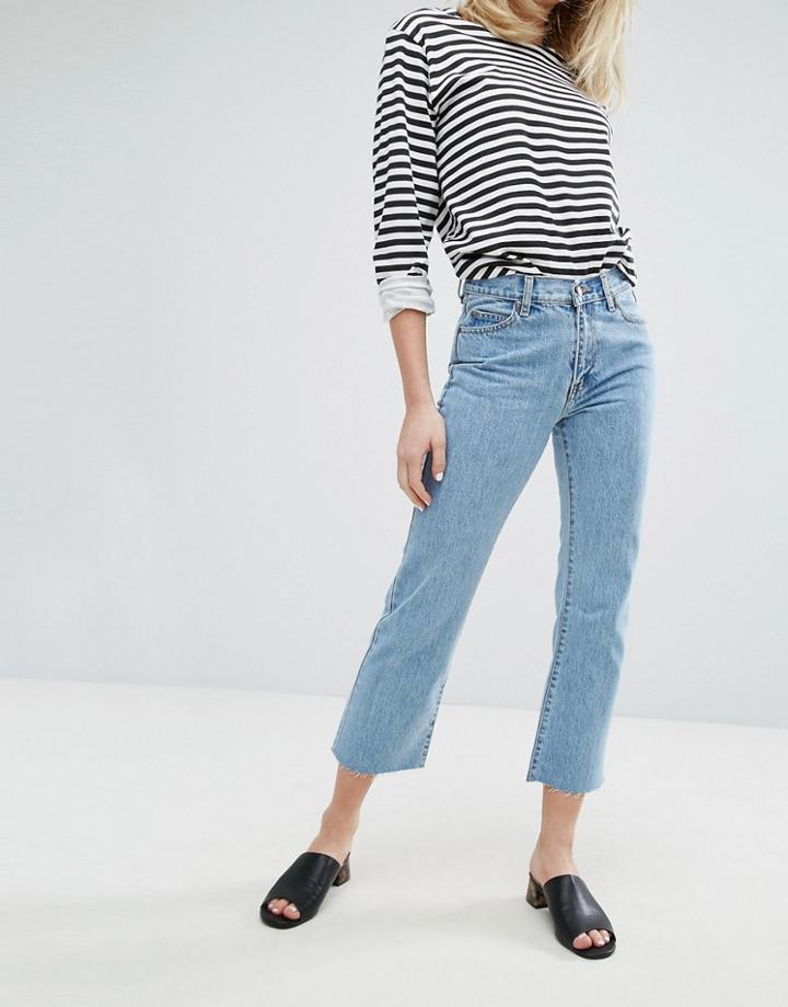 Dr Denim Meadow Mid Rise Crop Flare Jean - Blue