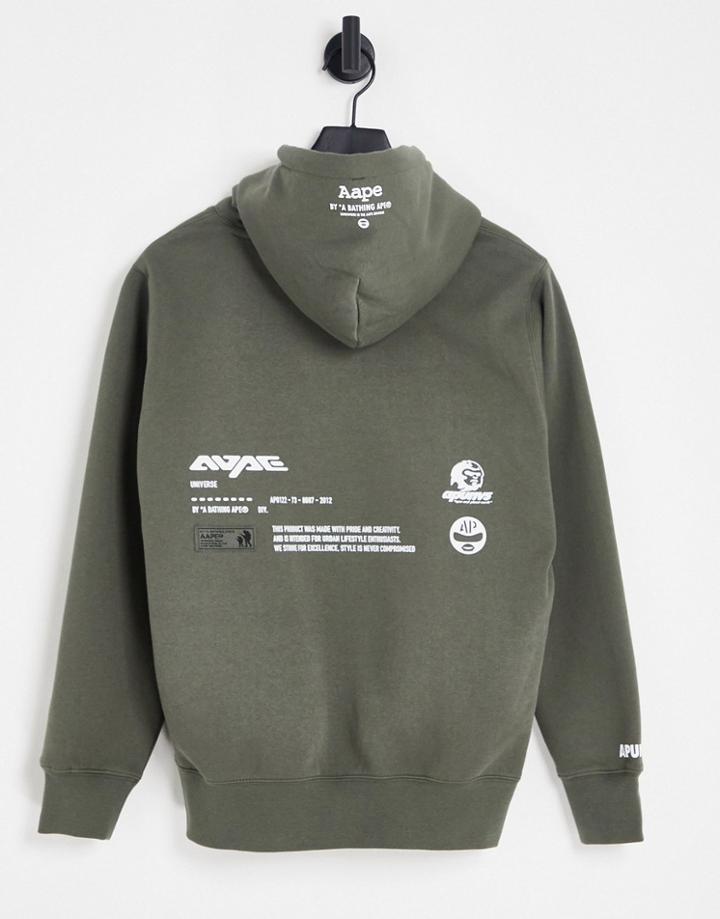 Aape By A Bathing Ape Emboss Effect Hoodie In Green
