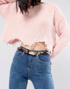 Leon And Harper Skinny Belt In Patched Pony Skin - Brown