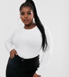 Asos Design Curve Ultimate Organic Cotton Long Sleeve T-shirt With Crew Neck In White