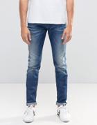 Diesel Sleenker Skinny Jeans 857b Vintage Wash - Blue