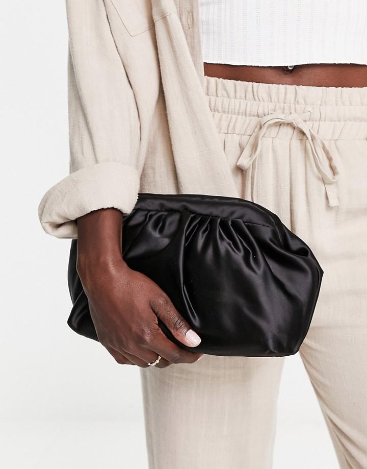My Accessories London Satin Frame Clutch Bag In Black