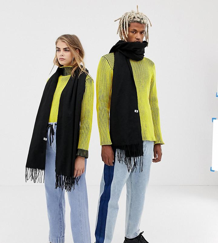 Collusion Unisex Blanket Scarf In Black - Black