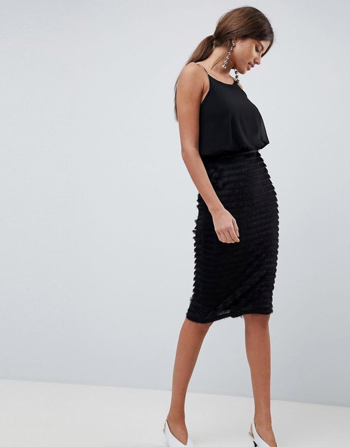 Traffic People Pleated Cami Midi Dress - Black