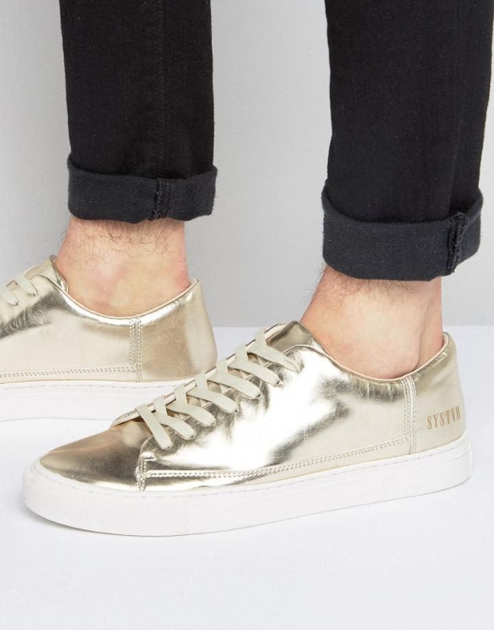 Systvm Lo Sneakers In Gold - Gold