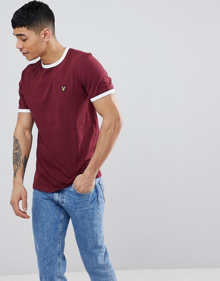Lyle & Scott Ringer T-shirt In Burgundy - Red