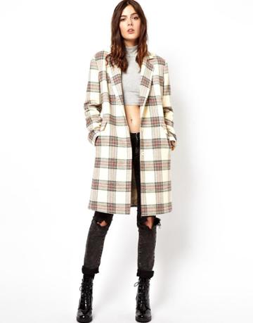 Asos Longline Colored Check Coat