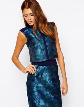 Little Mistress Cropped Top In Metallic Jacquard - Multi