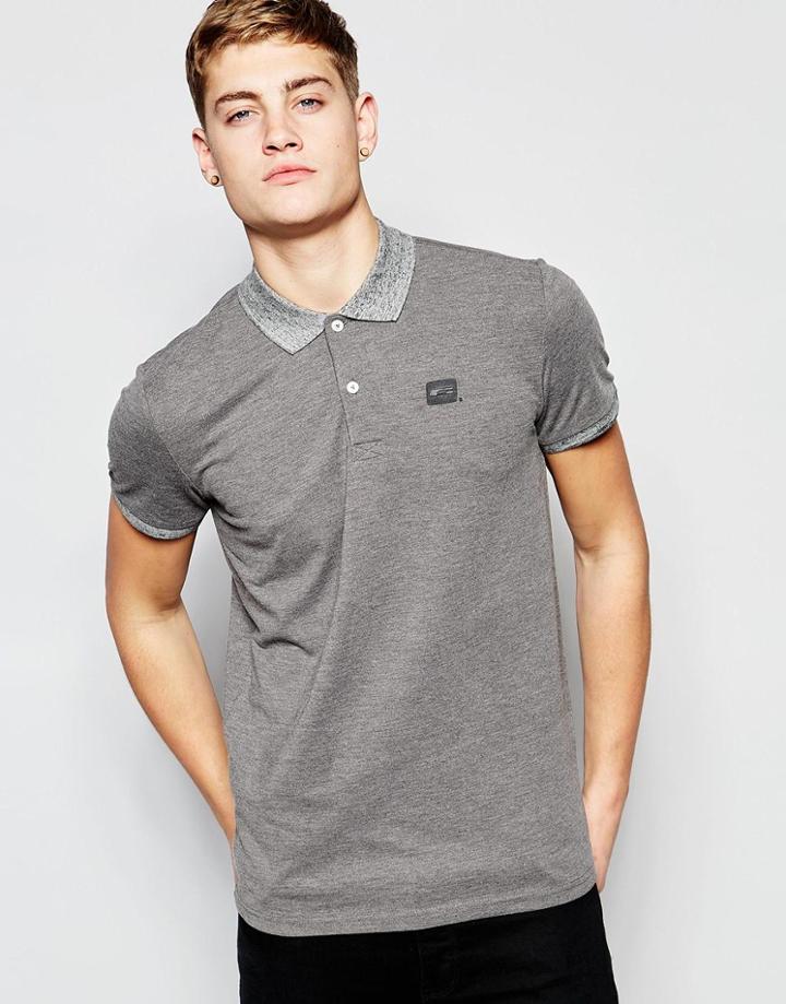 Jack & Jones Polo Shirt With Contrast Collar - Light Gray Melange