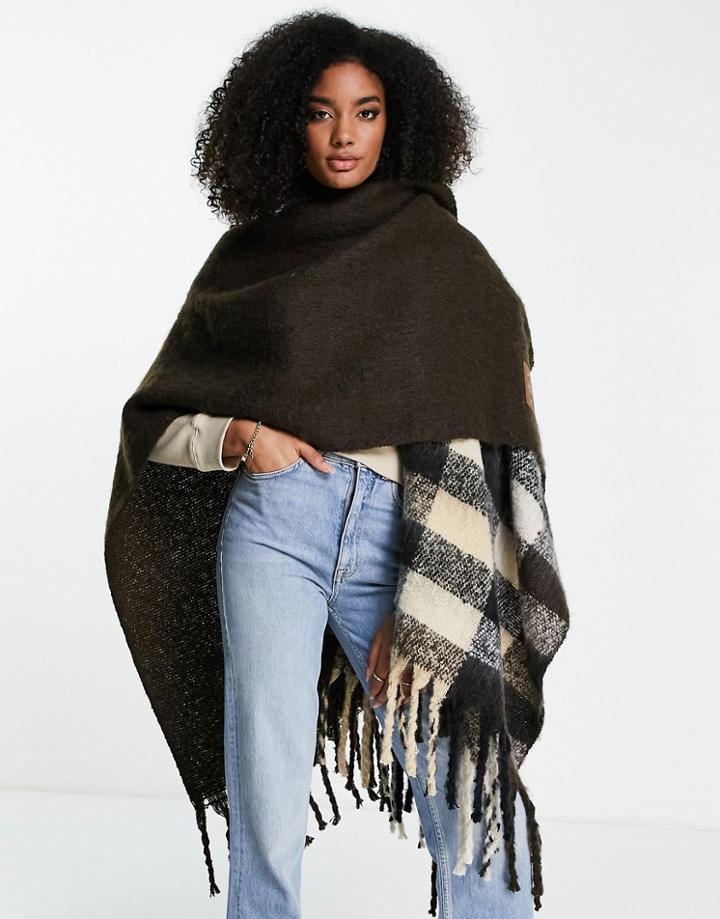 River Island Hybrid Check Cape In Brown