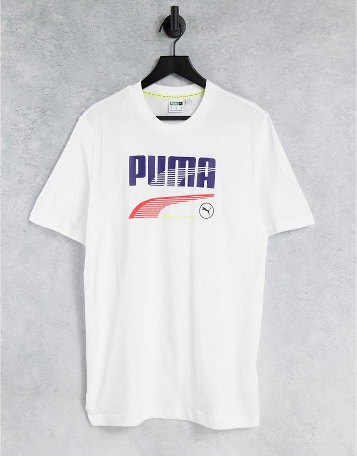 Puma Decor8 Graphic Logo T-shirt In White