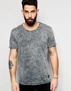Only & Sons Scoop Neck Acid Wash T-shirt - Black