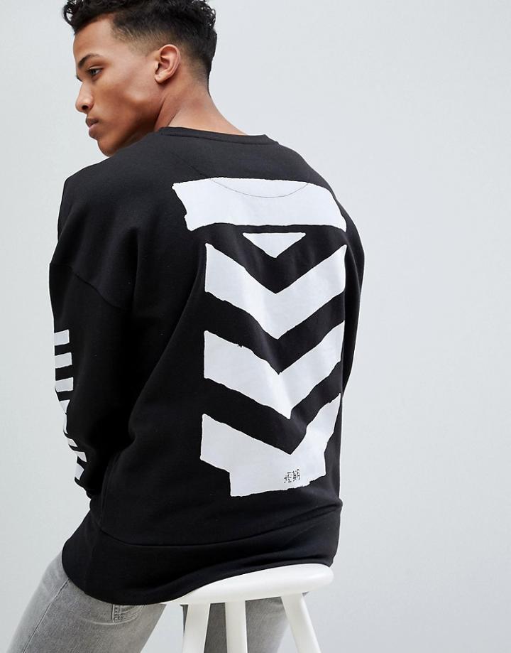 Le Breve Stencil Crew Neck Sweatshirt - Black