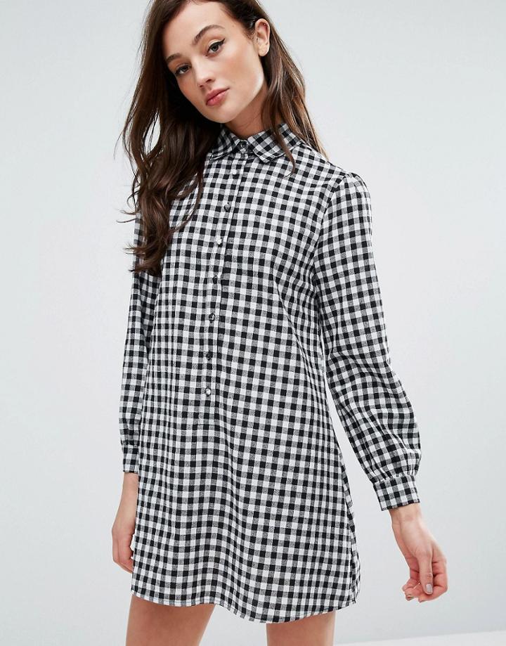 Fashion Union Shirt Dress In Gingham - Multi