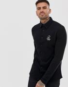 River Island Jersey Shirt With Motif In Black - Black