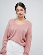 Vila V Neck Knit Sweater - Pink
